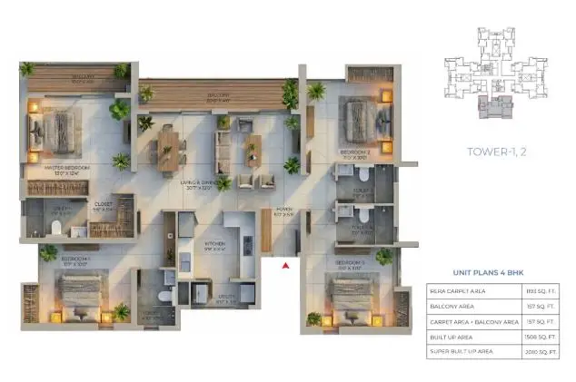4 BHK Floor Plan